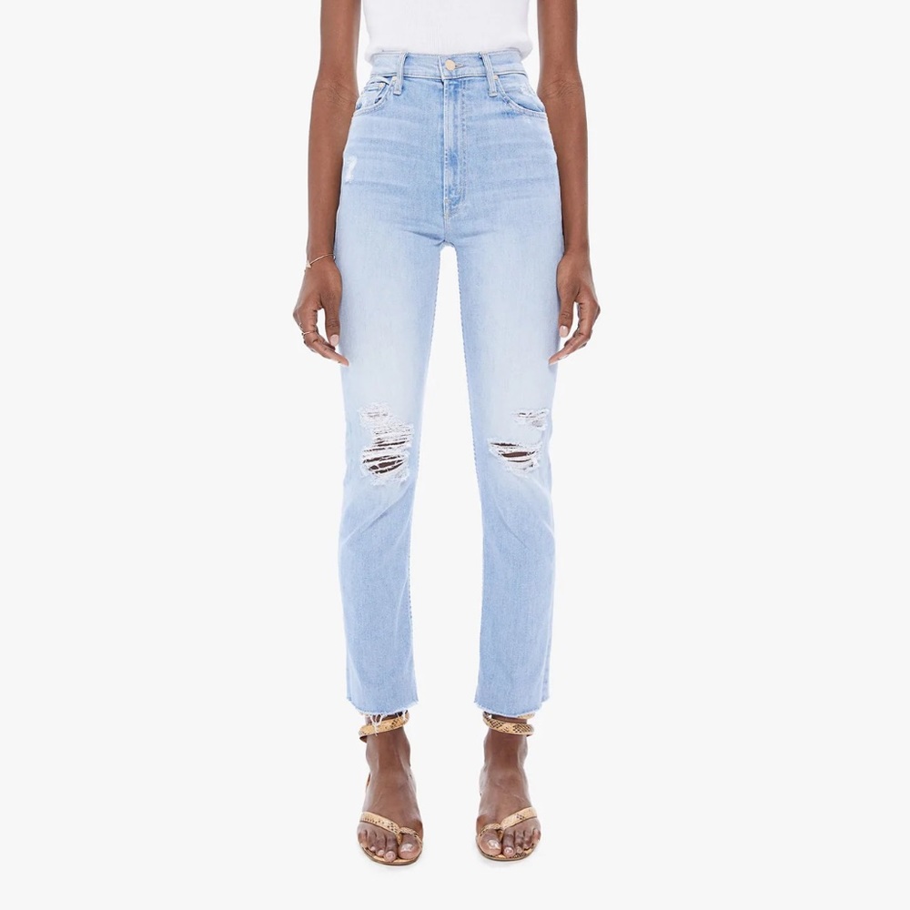 Mother Denim High Waisted Rider Crop Ankle Fray Jeans Sz 27